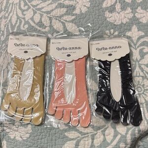 Anna Vibrant Toe Socks Trio in Gold, Coral, and Black